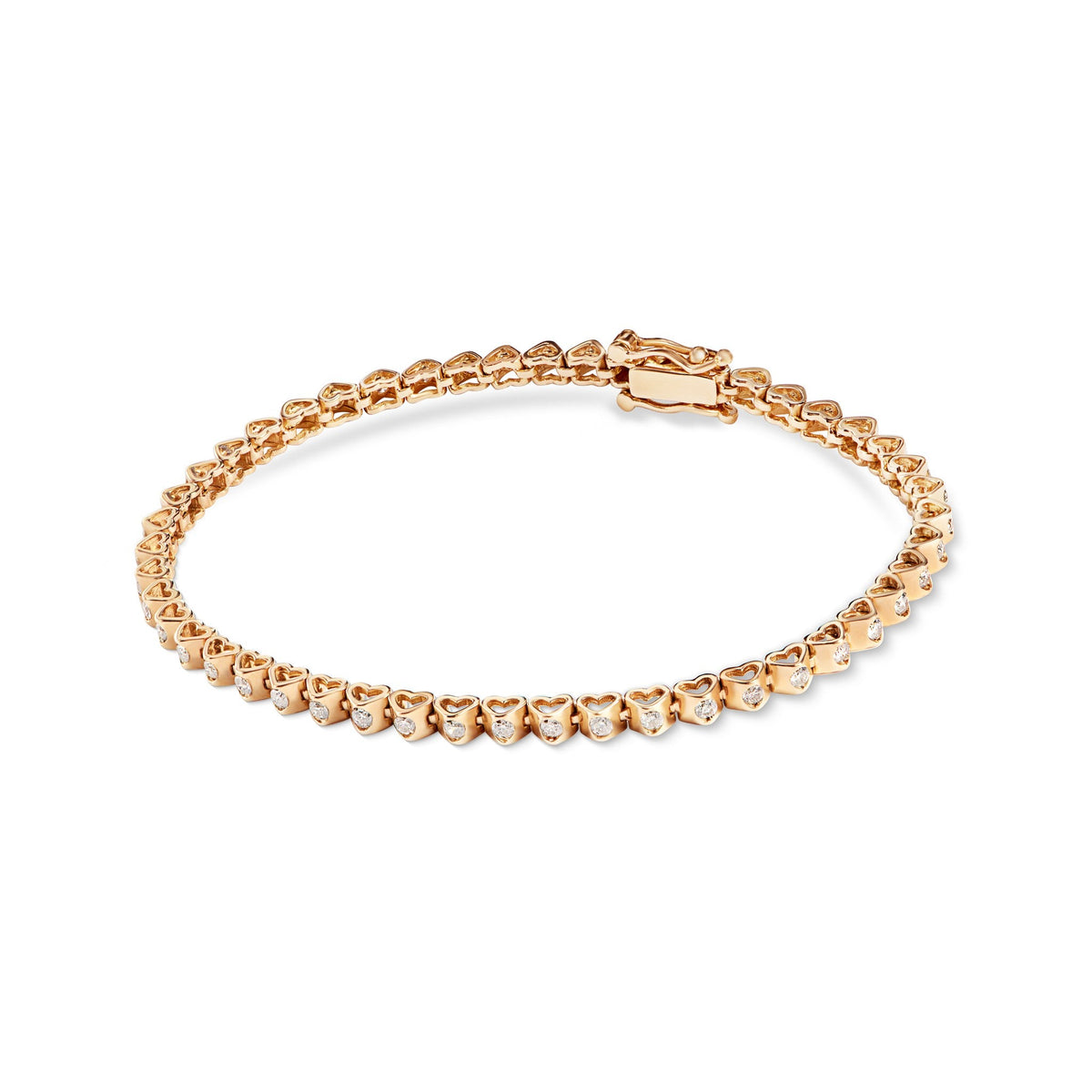 Pulseira Corações Vazados Diamantes