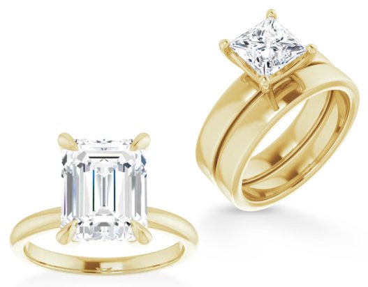 Anéis de noivado solitário em ouro com diamante
