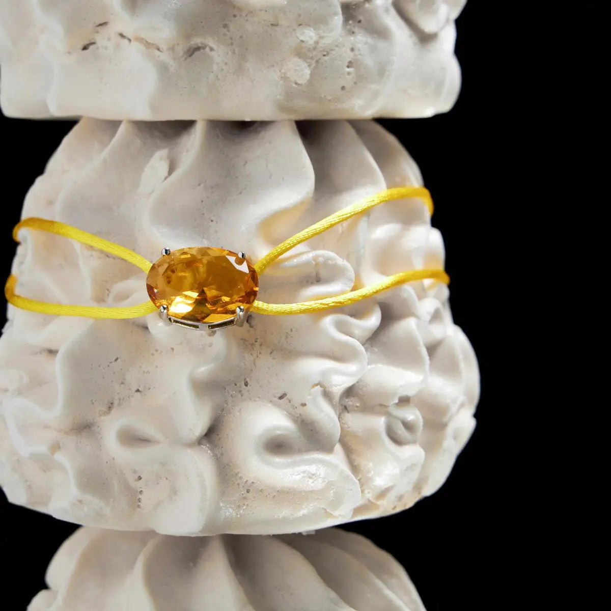 Pulseira de Prata 925 Regulável em Fio Encerado com Cristal