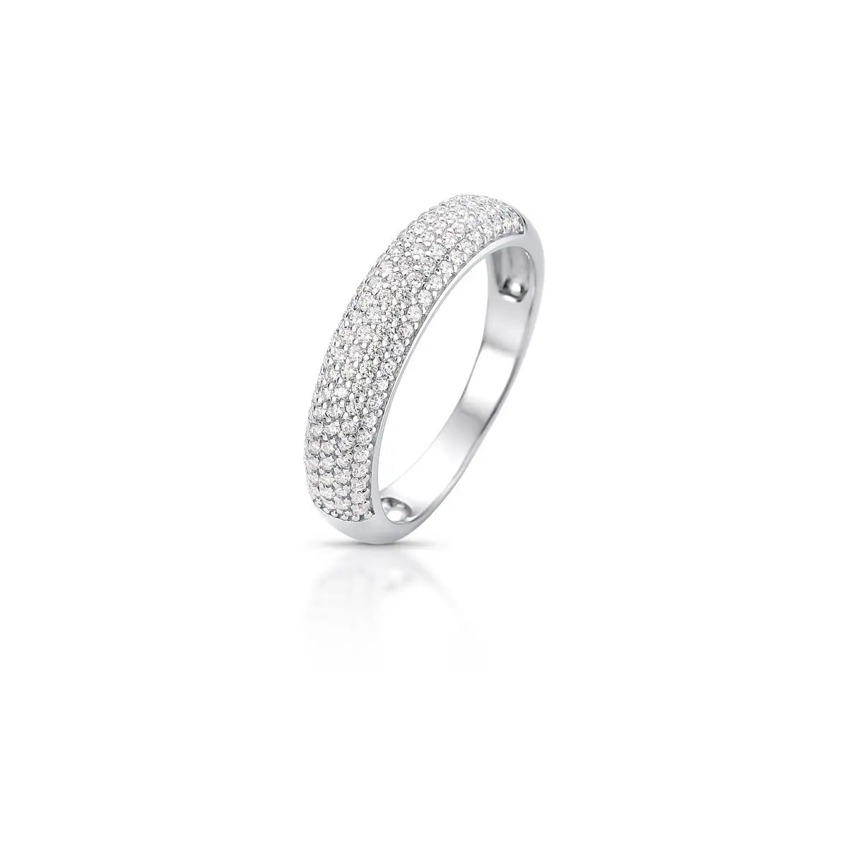 Anel de Prata 925 Aparador com Pedras Moissanites 1mm