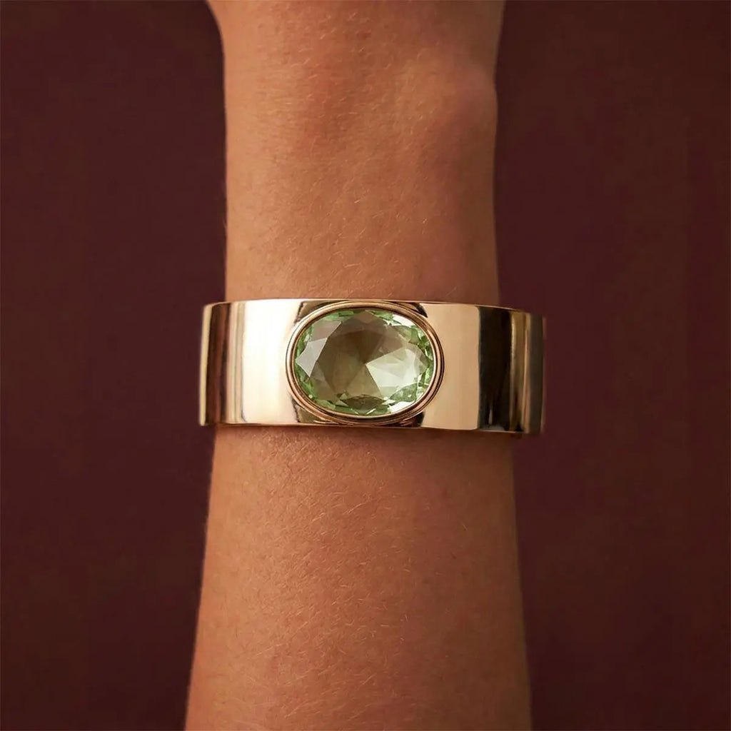 Bracelete Folheado a Ouro Oval com Cristal