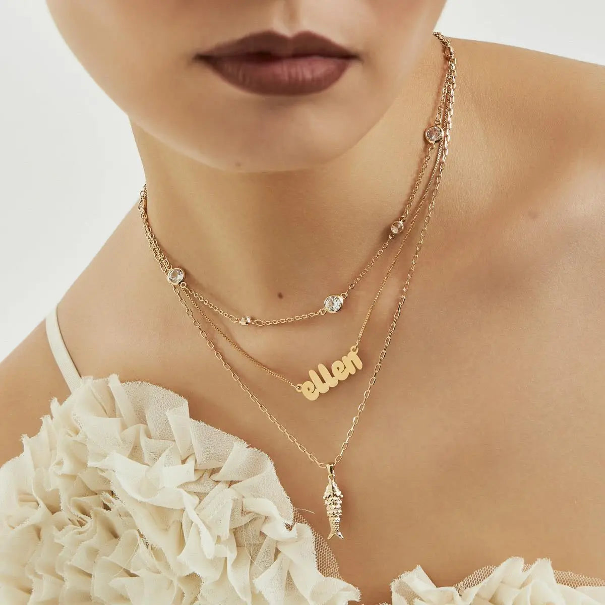 Gargantilha Folheada a Ouro Personalizada Nome com Até 9 Letras