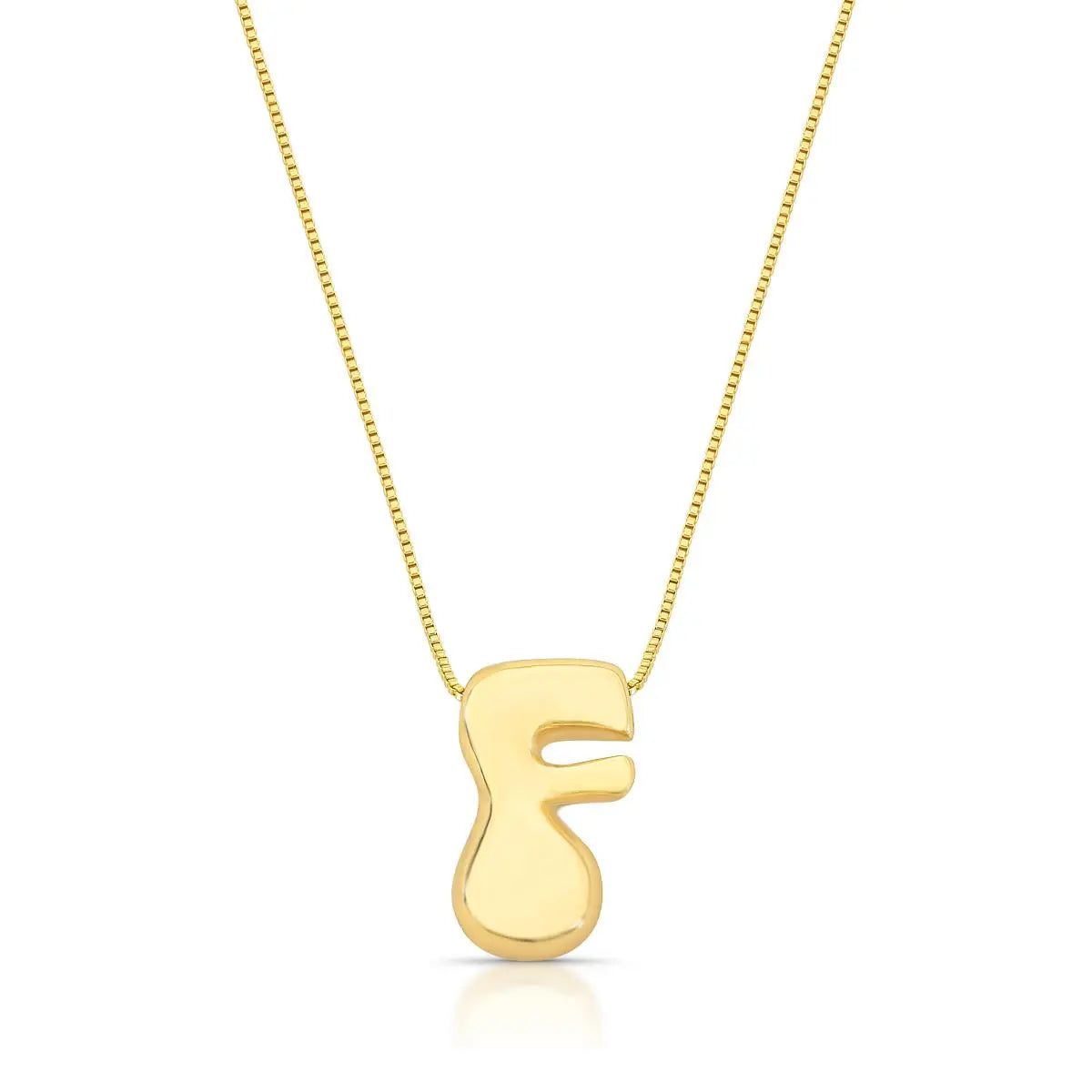 Colar Folheado a Ouro com Pingente de Letra "F" Abaulado