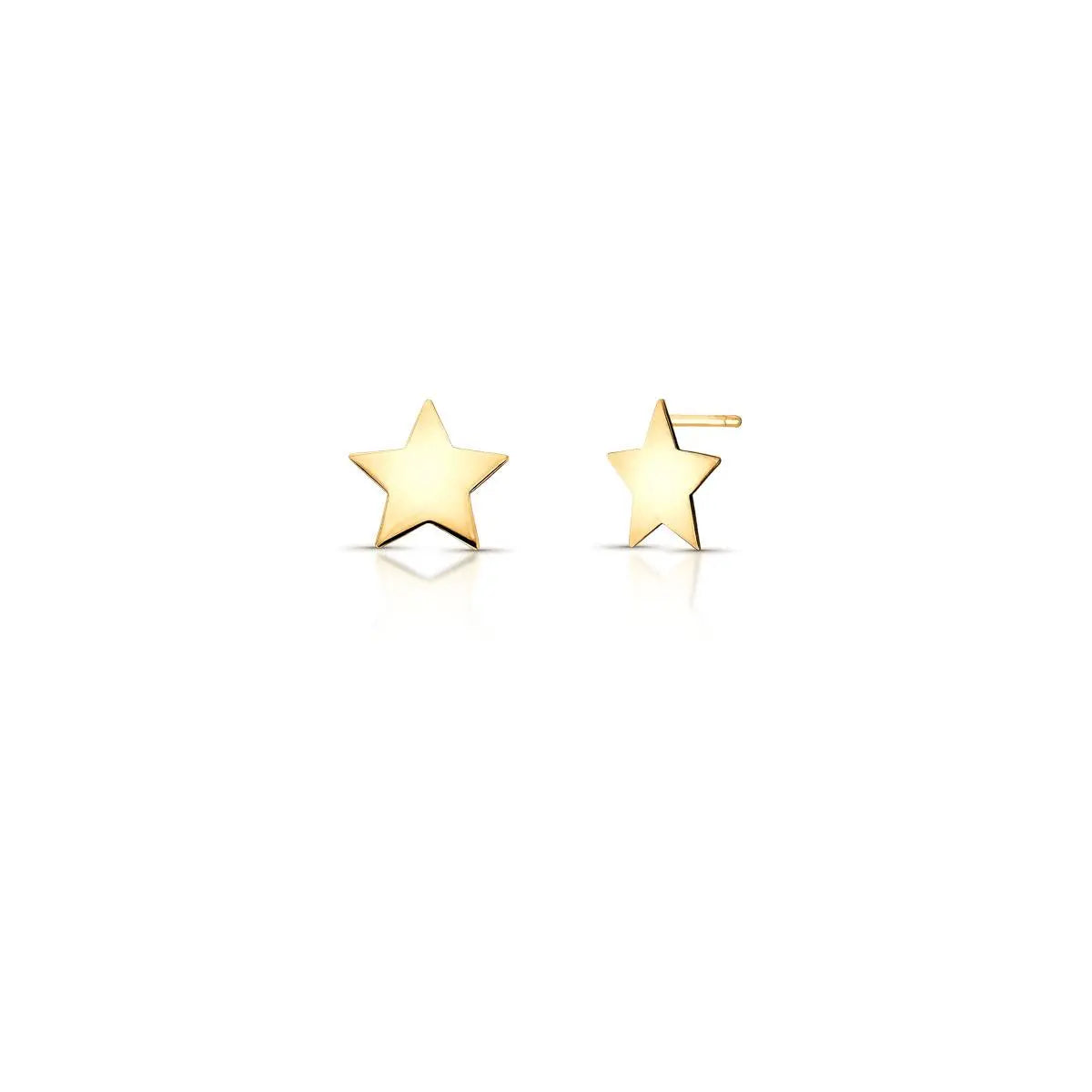 Brinco de Prata 925 Banhada a Ouro de Estrela Liso Lisa