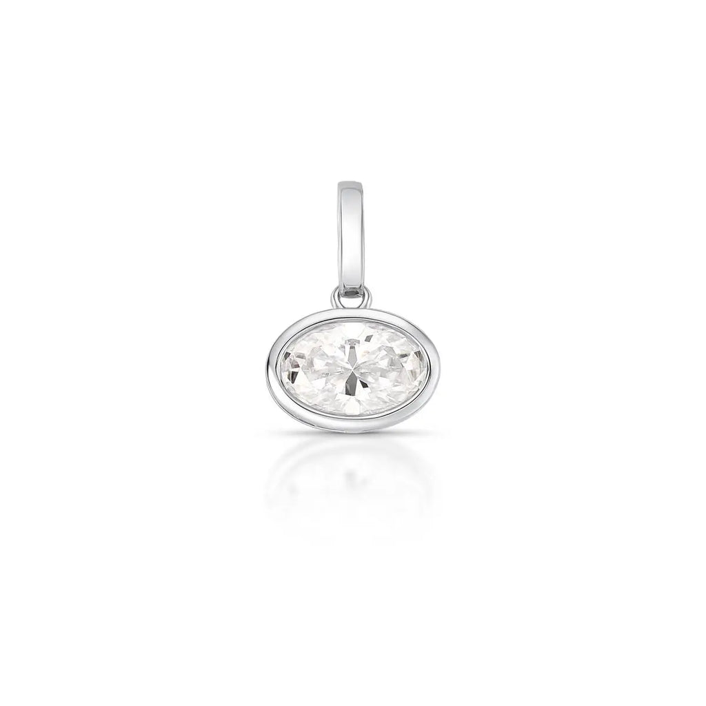 Pingente de Prata 925 com Fecho em Pedra Moissanite 12x8mm