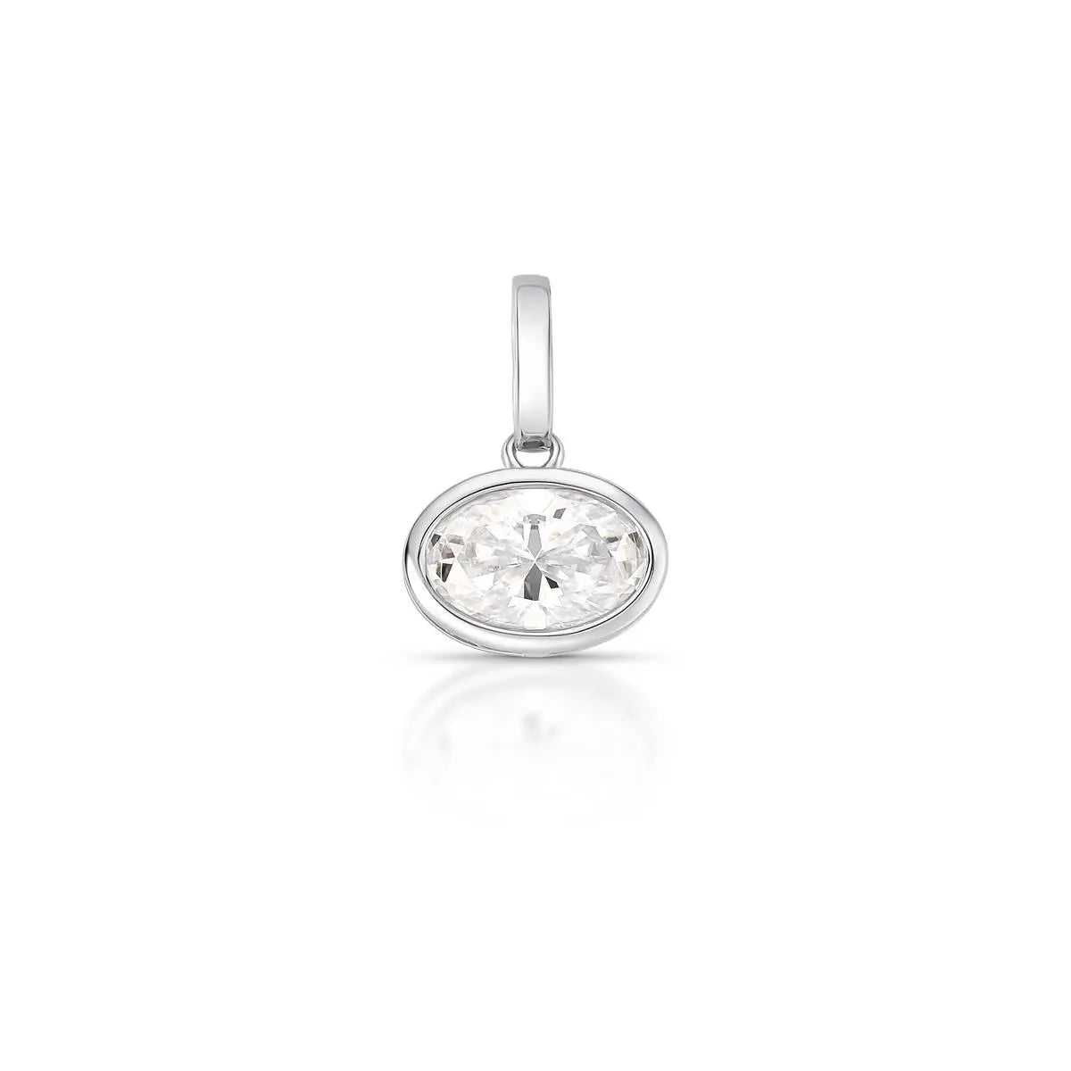 Pingente de Prata 925 com Fecho em Pedra Moissanite 12x8mm