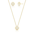 Conjunto Folheado a Ouro Brinco e Colar Quadrado com Zircônias