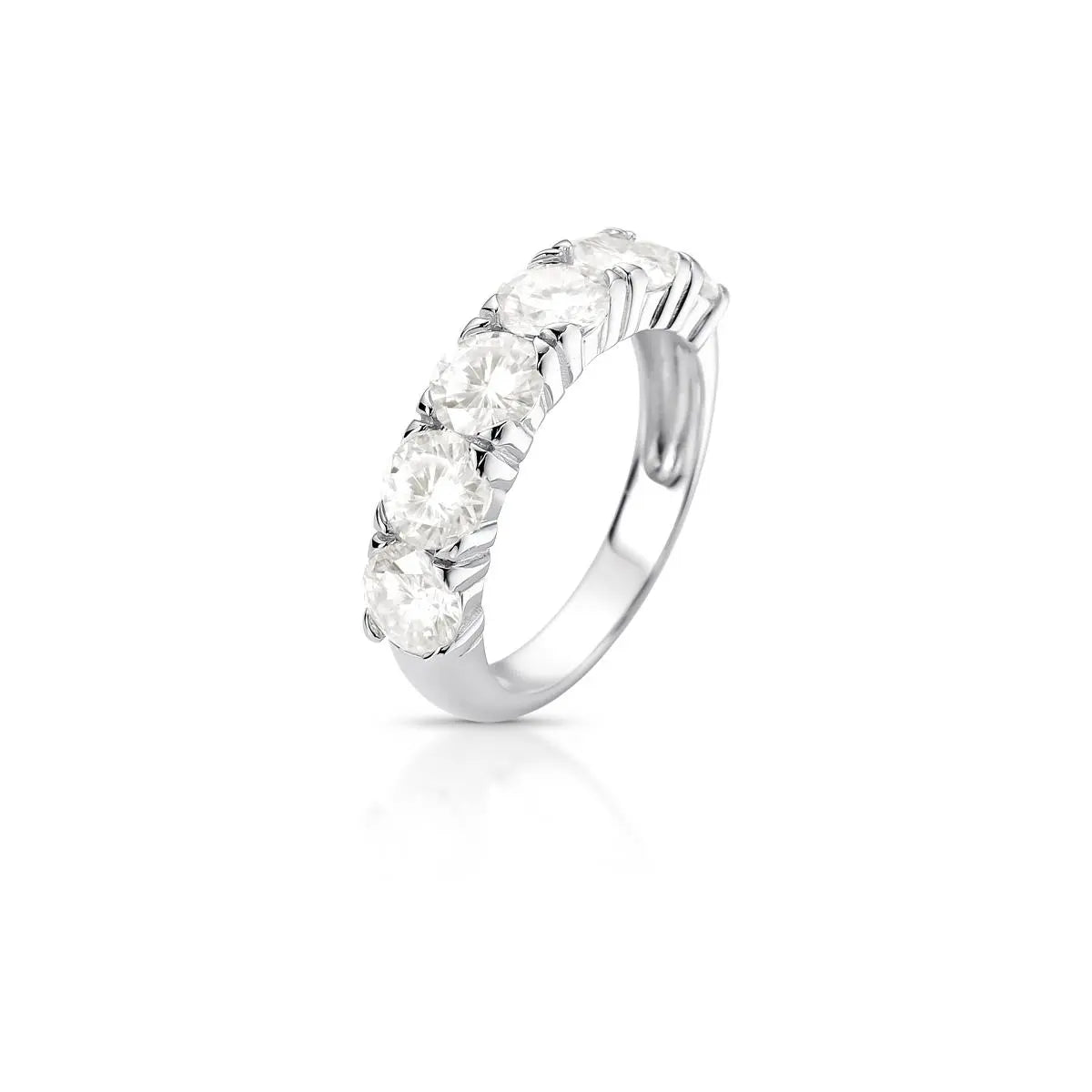 Anel de Prata 925 com Seis Pedras Moissanites 5mm