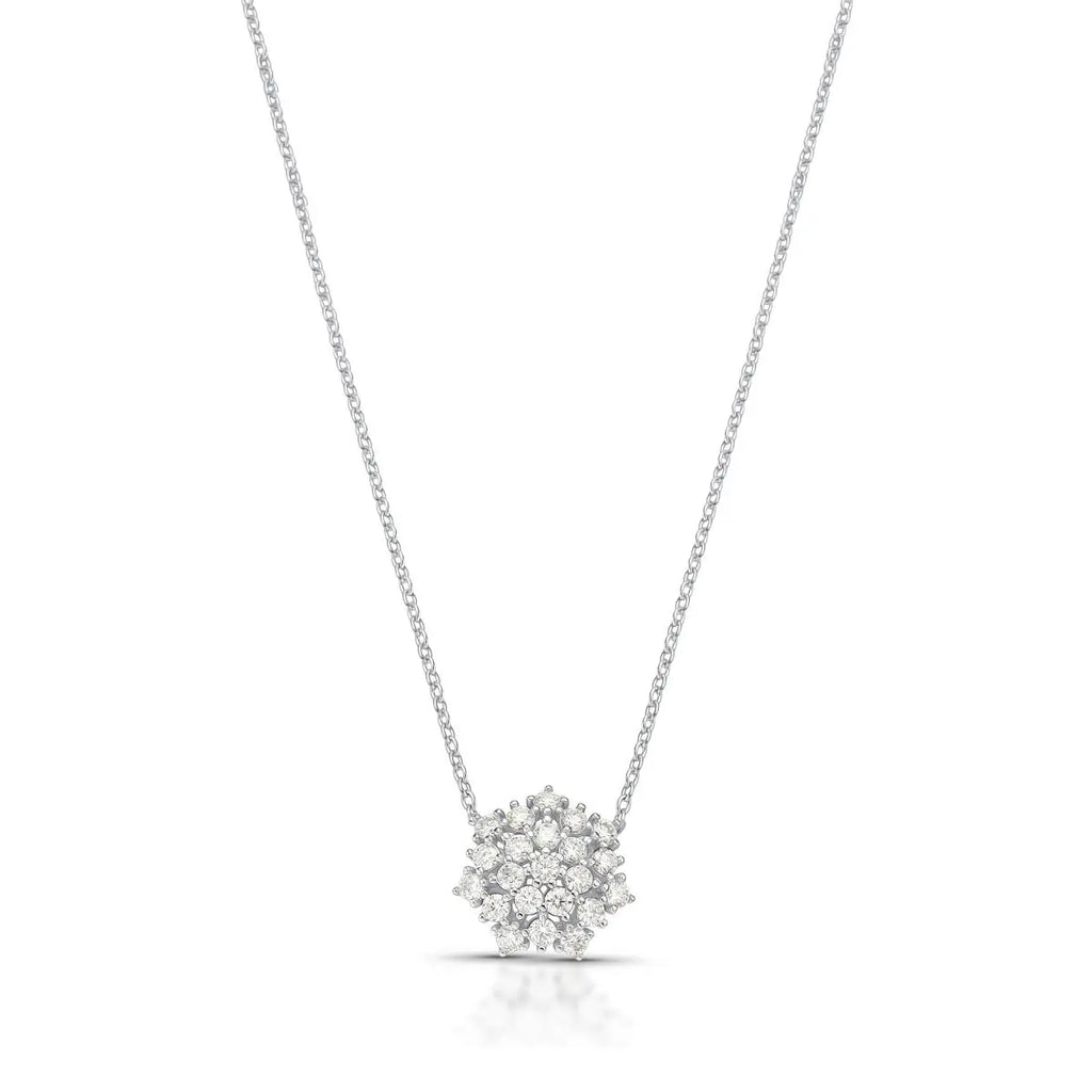 Colar de Prata 925 de Flor com Pedras Moissanites 2mm