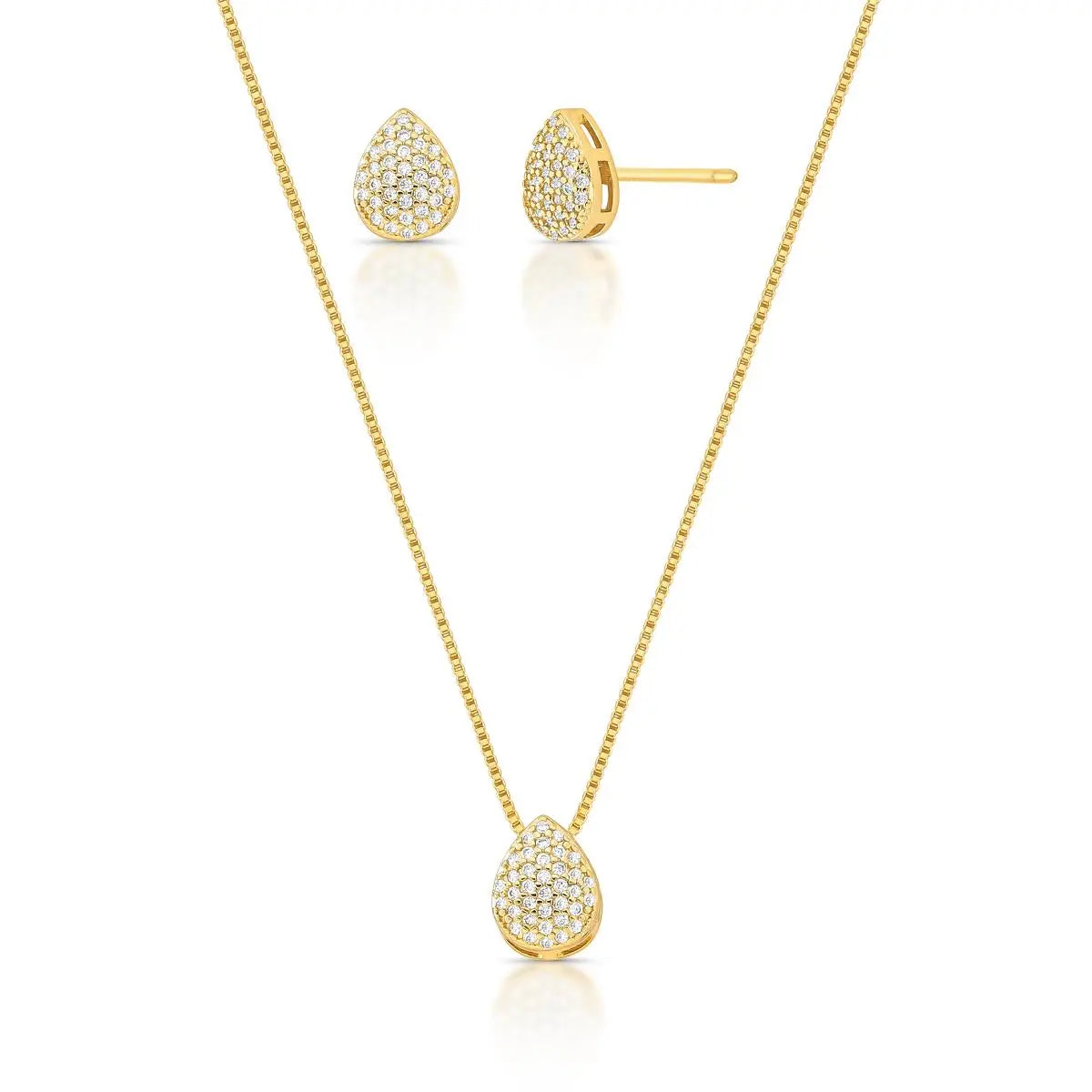 Conjunto Brinco e Colar de Gota em Zircônias