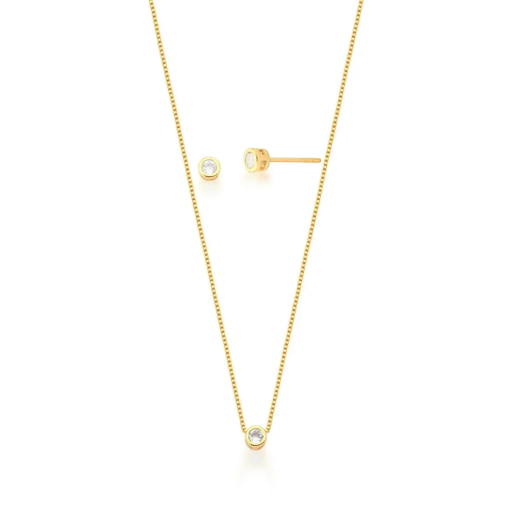 Conjunto Brinco e Pingente Ponto de Luz
