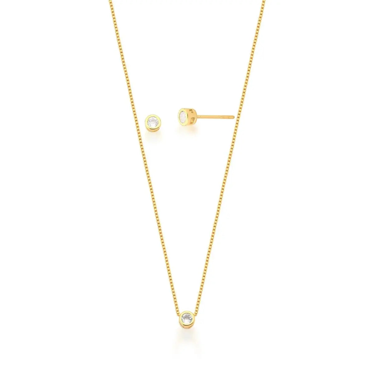 Conjunto Brinco e Pingente Ponto de Luz
