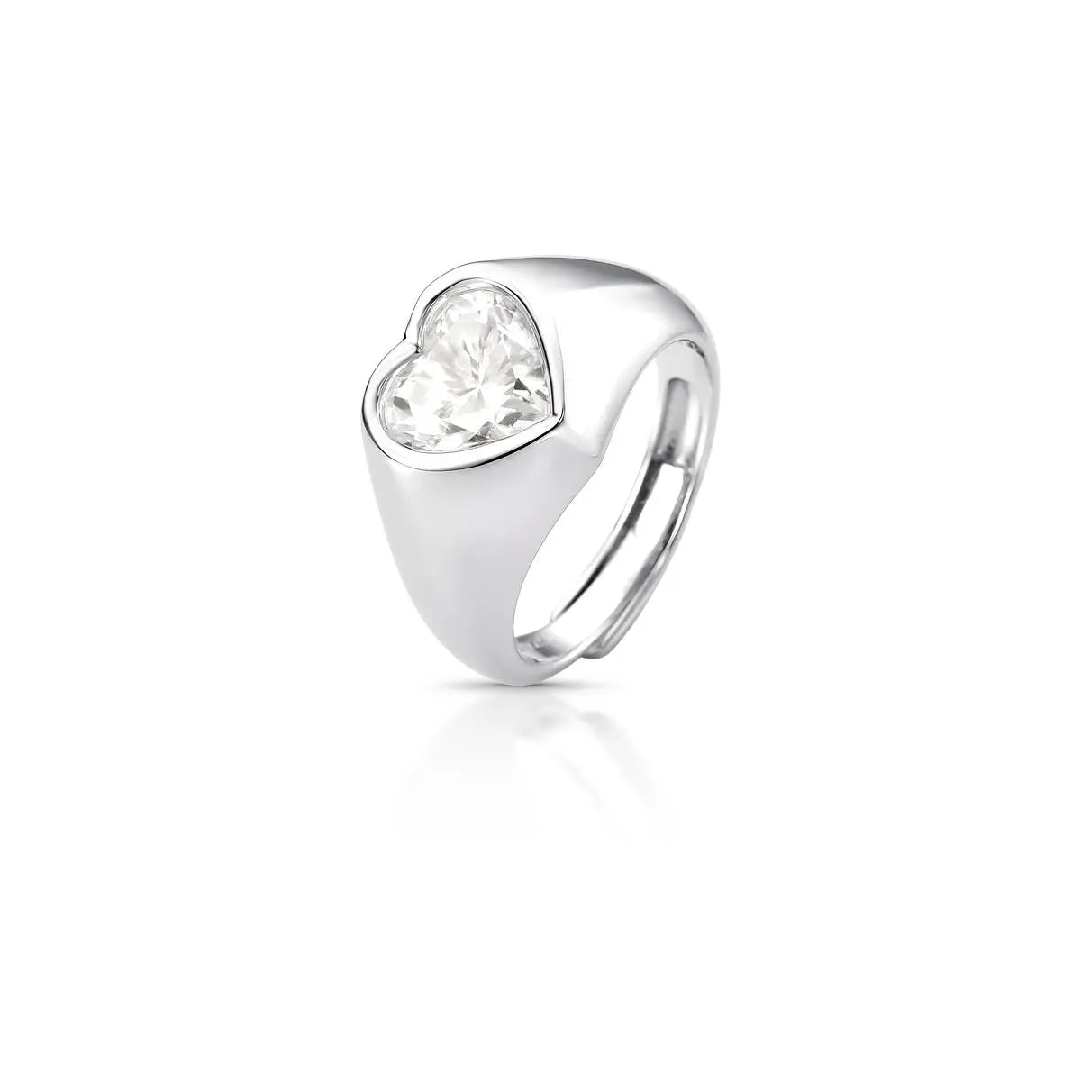 Anel de Prata 925 com Pedra Moissanite de Coração 8mm