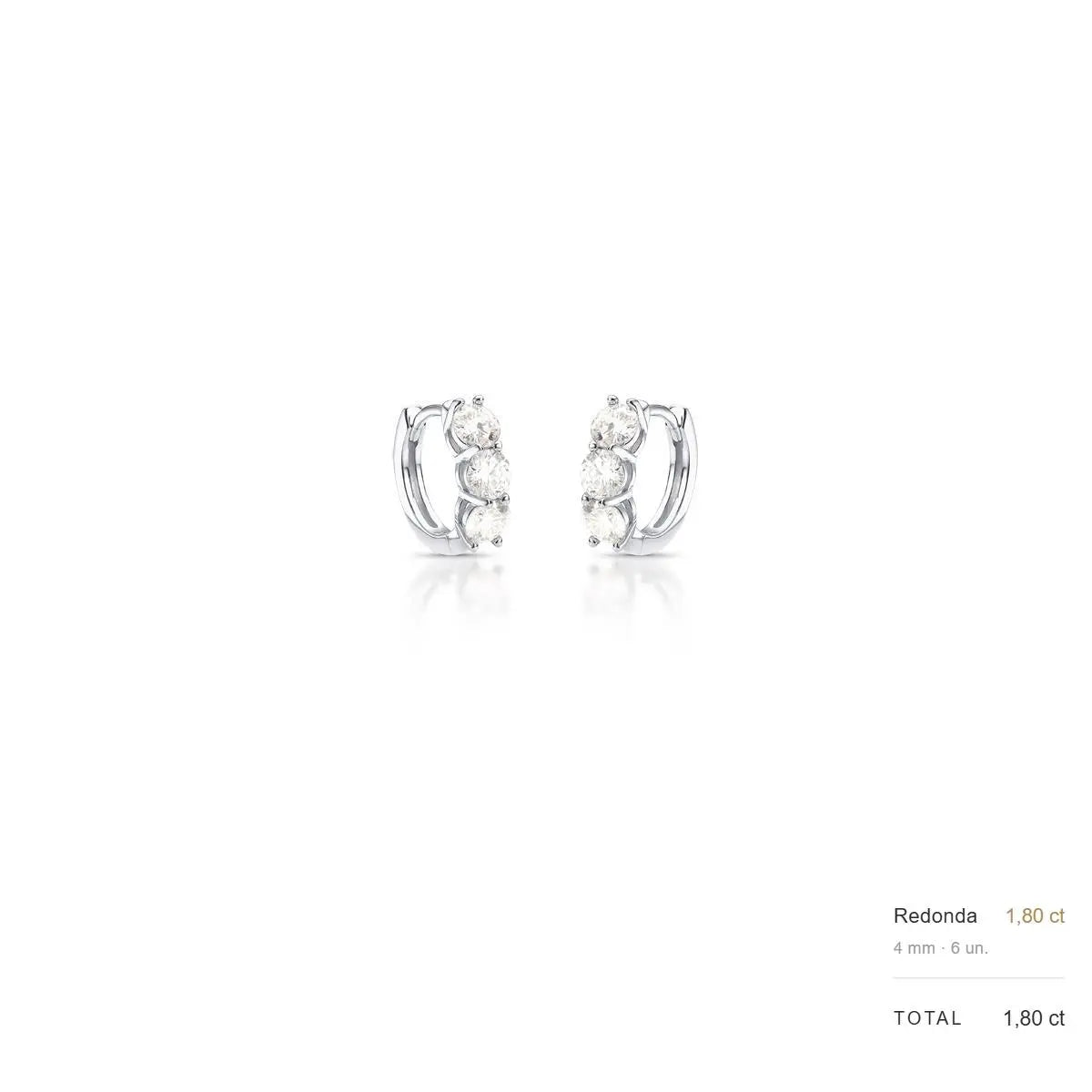 Argola de Prata 925 com Pedras Redondas Moissanite 4mm