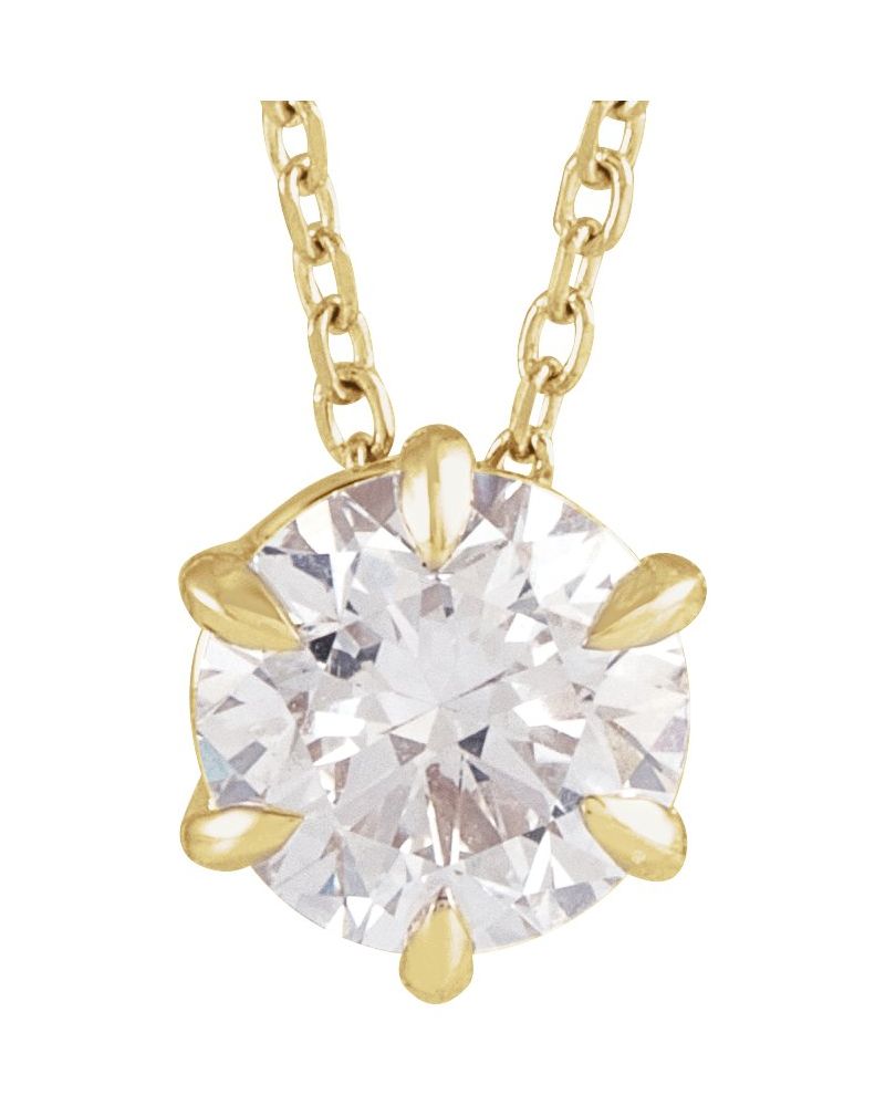 Colar Solitário em Ouro 14k com Diamantes de Laboratório – Modelo 3