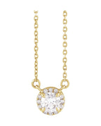 Colar com Cravação Francesa Halo em Ouro 14k com Diamantes de Laboratório