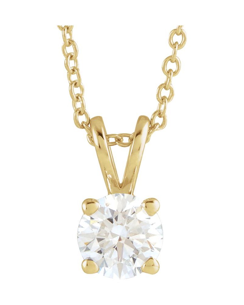 Colar Solitário em Ouro 14k com Diamantes de Laboratório – Modelo 10