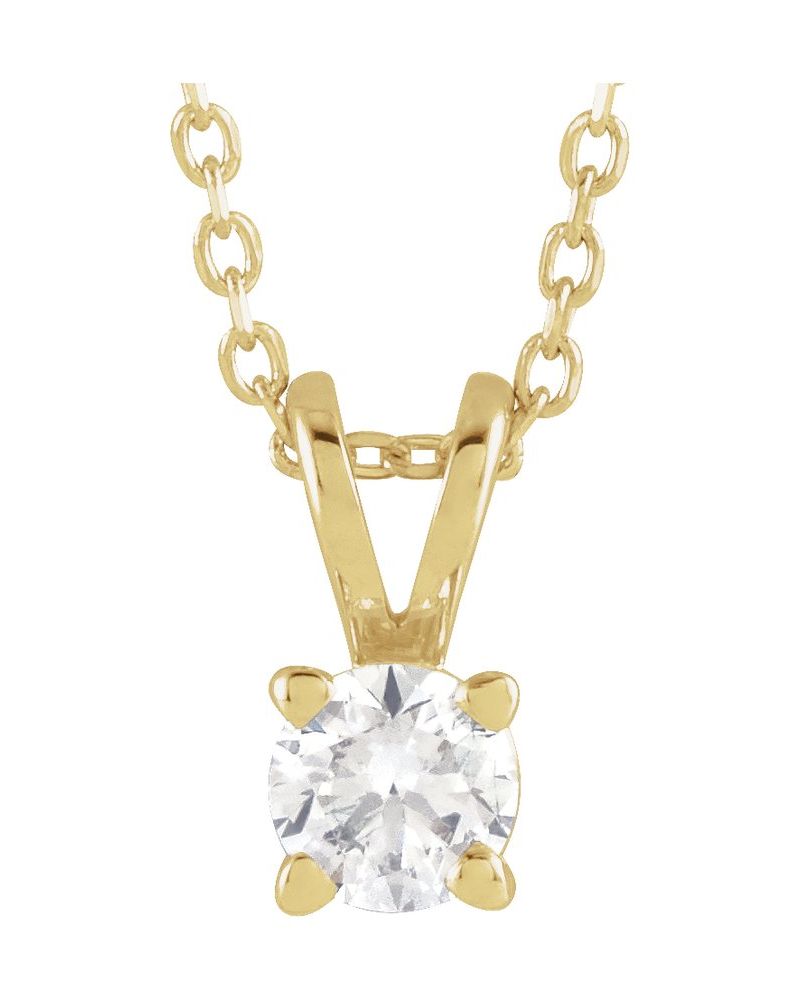 Colar Solitário em Ouro 14k com Diamantes de Laboratório – Modelo 10