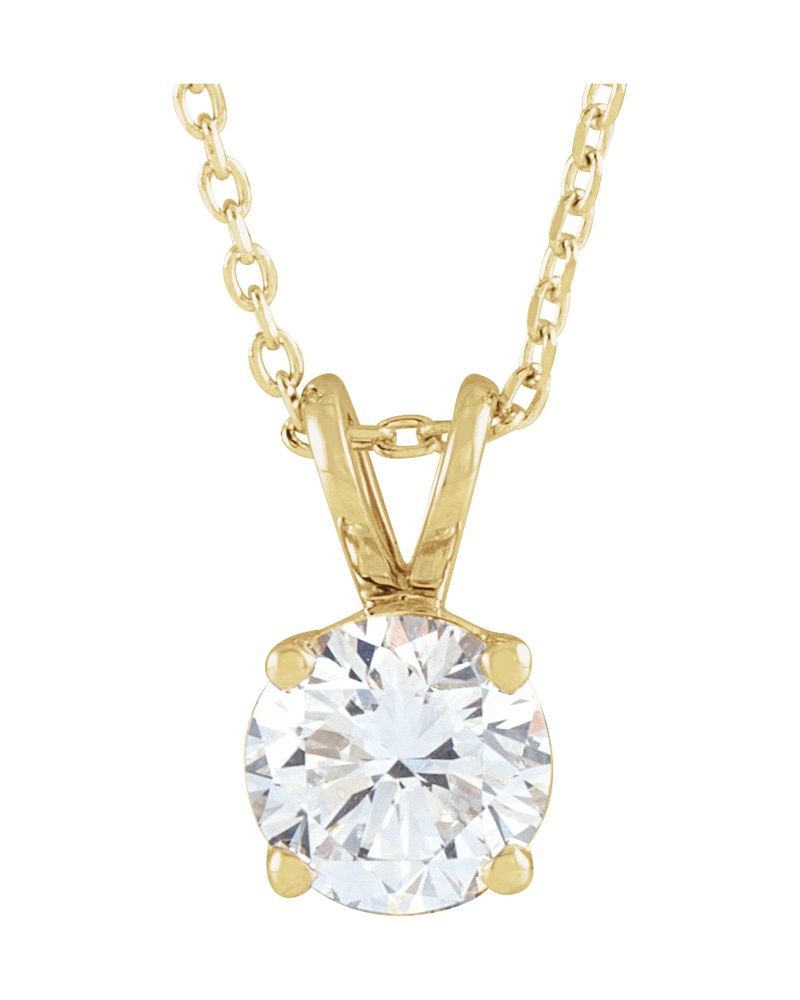 Colar Solitário em Ouro 14k com Diamantes de Laboratório – Modelo 10