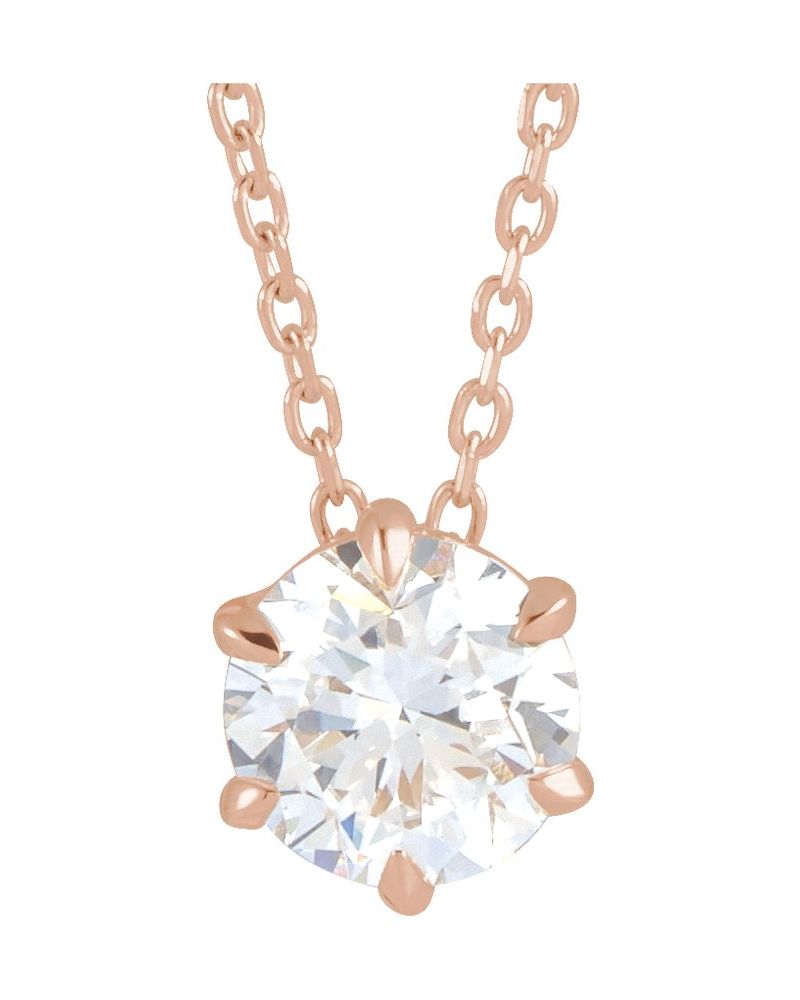 Colar Solitário em Ouro 14k com Diamantes de Laboratório – Modelo 3