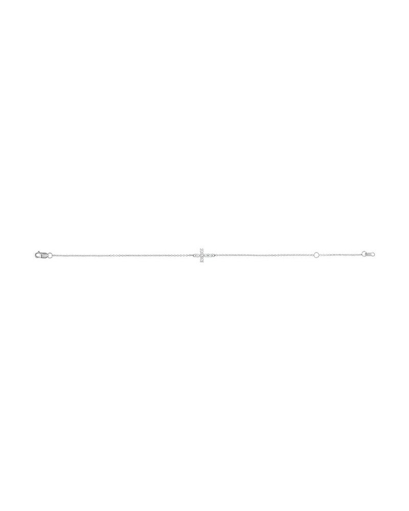 Pulseira Cruz Horizontal em Ouro 14k com Diamantes Naturais