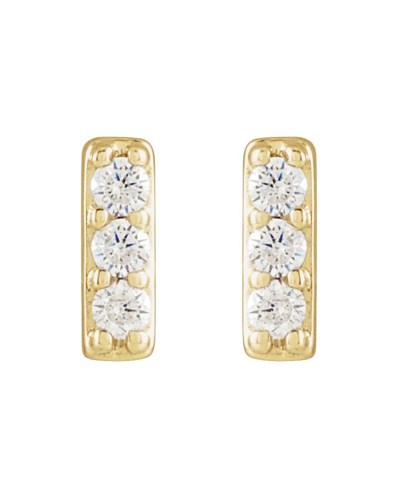 Brinco Barra Cravejado em Ouro 14k com Diamantes Naturais – Modelo 6