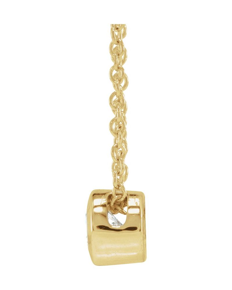 Colar Solitário com Cravação Bezel em Ouro 14k com Diamantes de Laboratório – Modelo 3