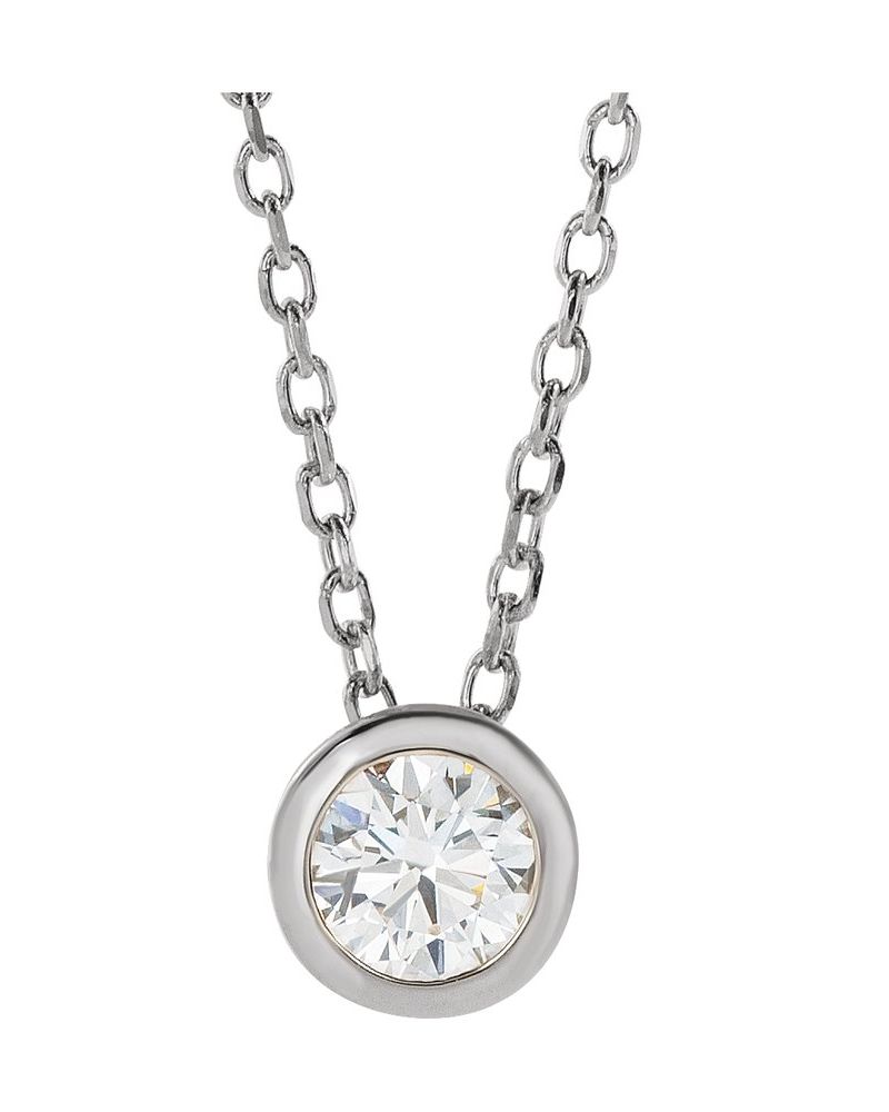 Colar Solitário com Cravação Bezel em Ouro 14k com Diamantes de Laboratório – Modelo 2