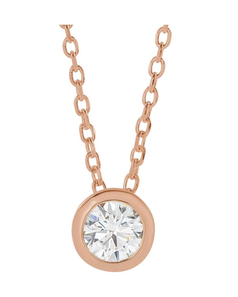 Colar Solitário com Cravação Bezel em Ouro 14k com Diamantes de Laboratório – Modelo 2