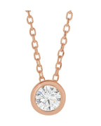 Colar Solitário com Cravação Bezel em Ouro 14k com Diamantes de Laboratório – Modelo 2