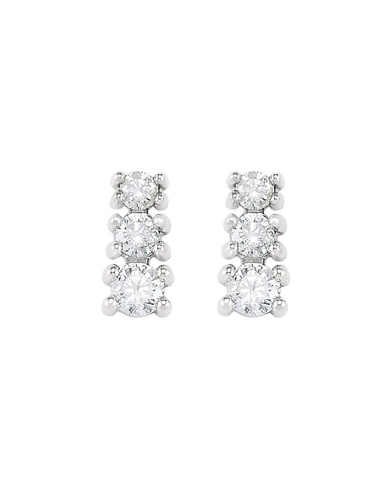 Brinco Três Pedras Degradê em Ouro 14k com Diamantes Naturais