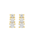 Brinco Três Pedras Degradê em Ouro 14k com Diamantes Naturais