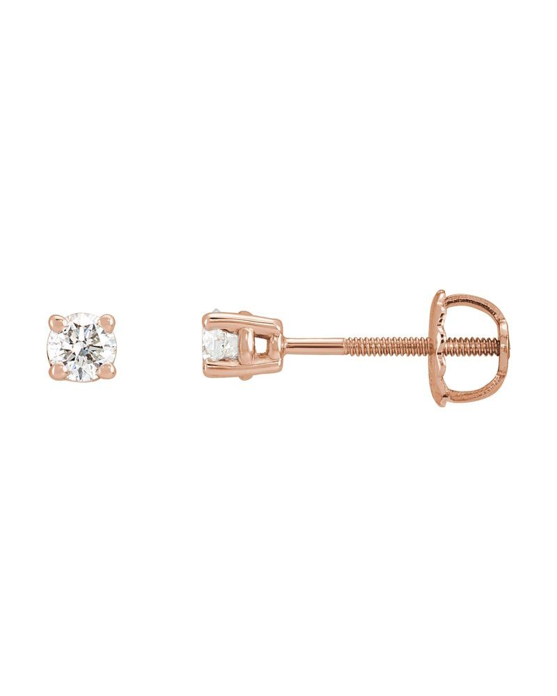 Brinco Ponto de Luz Redondo Quatro Garras em Ouro 14k com Diamantes Naturais – Modelo 8