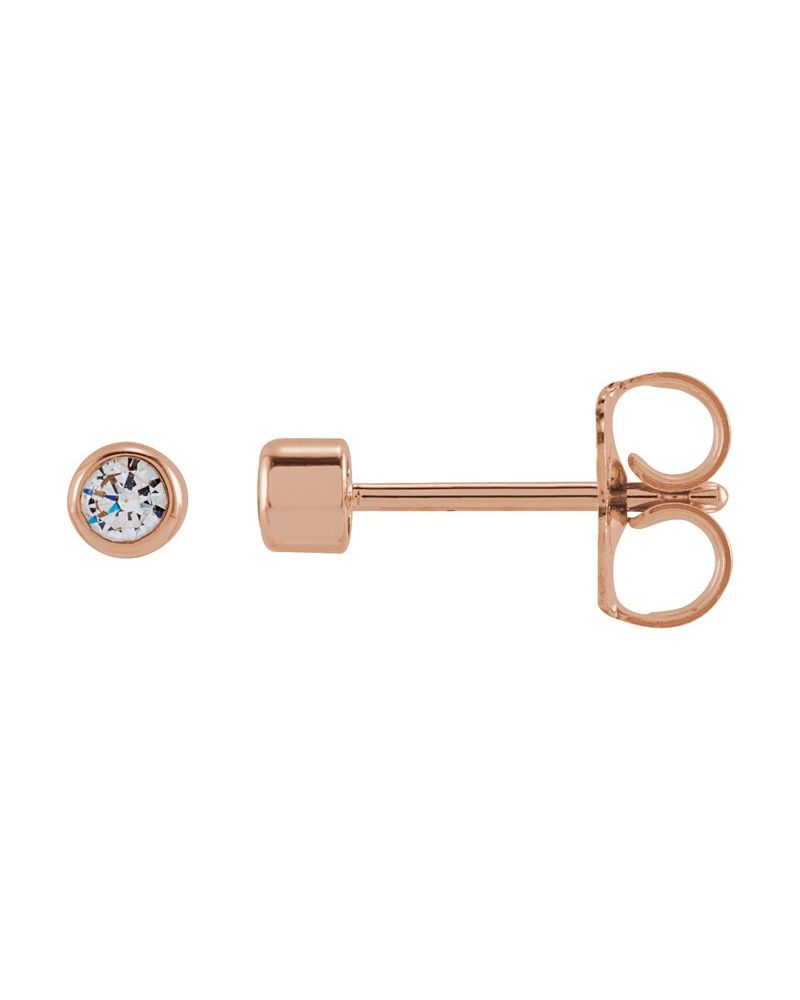 Brinco Ponto de Luz Redondo com Cravação Bezel em Ouro 14k com Diamantes de Laboratório – Modelo 2