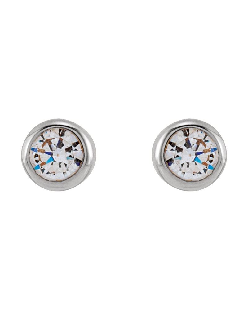 Brinco Ponto de Luz Redondo com Cravação Bezel em Ouro 14k com Diamantes de Laboratório – Modelo 2