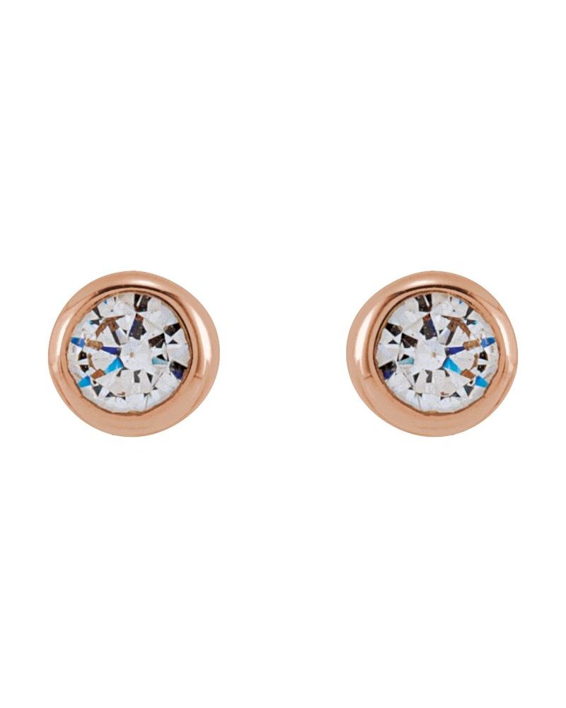 Brinco Ponto de Luz Redondo com Cravação Bezel em Ouro 14k com Diamantes de Laboratório – Modelo 2