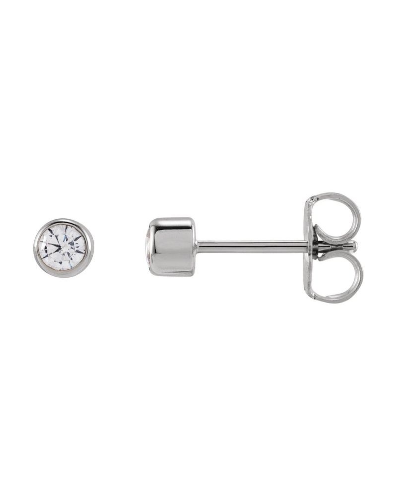 Brinco Ponto de Luz Redondo com Cravação Bezel em Ouro 14k com Diamantes de Laboratório – Modelo 2