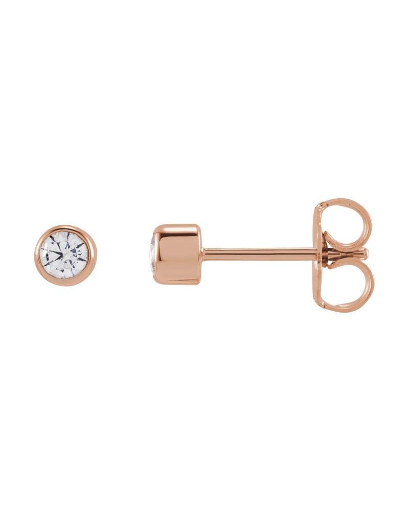 Brinco Ponto de Luz Redondo com Cravação Bezel em Ouro 14k com Diamantes de Laboratório – Modelo 2