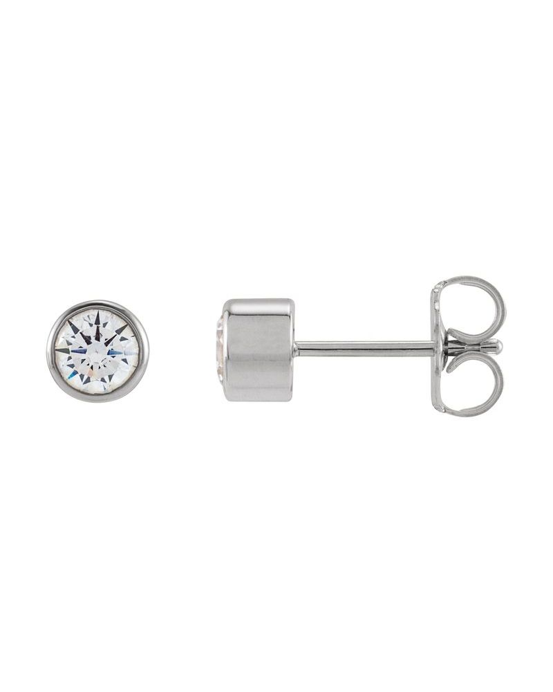 Brinco Ponto de Luz Redondo com Cravação Bezel em Ouro 14k com Diamantes de Laboratório – Modelo 2