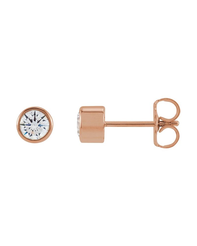 Brinco Ponto de Luz Redondo com Cravação Bezel em Ouro 14k com Diamantes de Laboratório – Modelo 2
