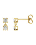 Brinco Duas Pedras em Ouro 14k com Diamantes de Laboratório – Modelo 2