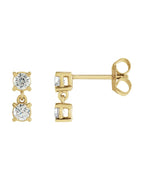 Brinco Duas Pedras em Ouro 14k com Diamantes de Laboratório – Modelo 2