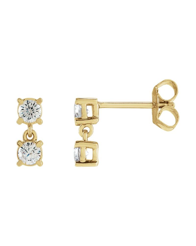 Brinco Duas Pedras em Ouro 14k com Diamantes de Laboratório – Modelo 2