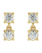 Brinco Duas Pedras em Ouro 14k com Diamantes de Laboratório – Modelo 2