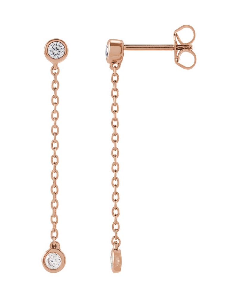 Brinco Corrente em Ouro 14k com Diamantes de Laboratório