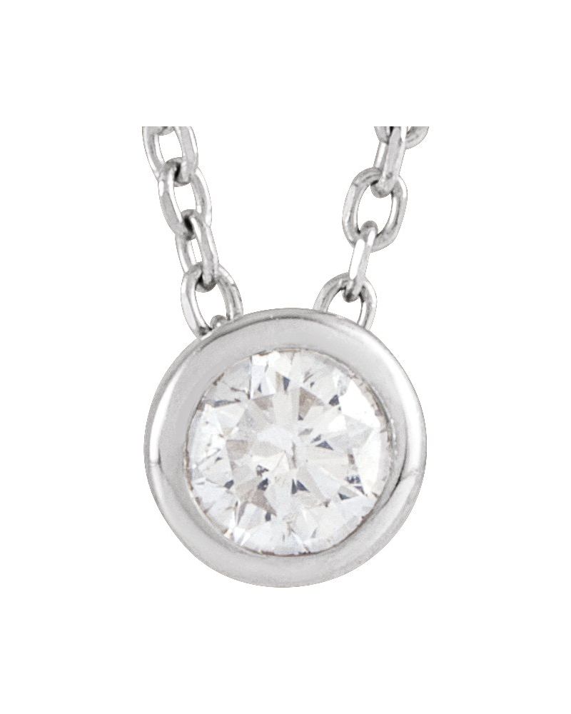 Colar Solitário com Cravação Bezel em Ouro 14k com Diamantes de Laboratório – Modelo 2