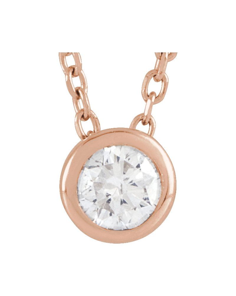 Colar Solitário com Cravação Bezel em Ouro 14k com Diamantes de Laboratório – Modelo 2