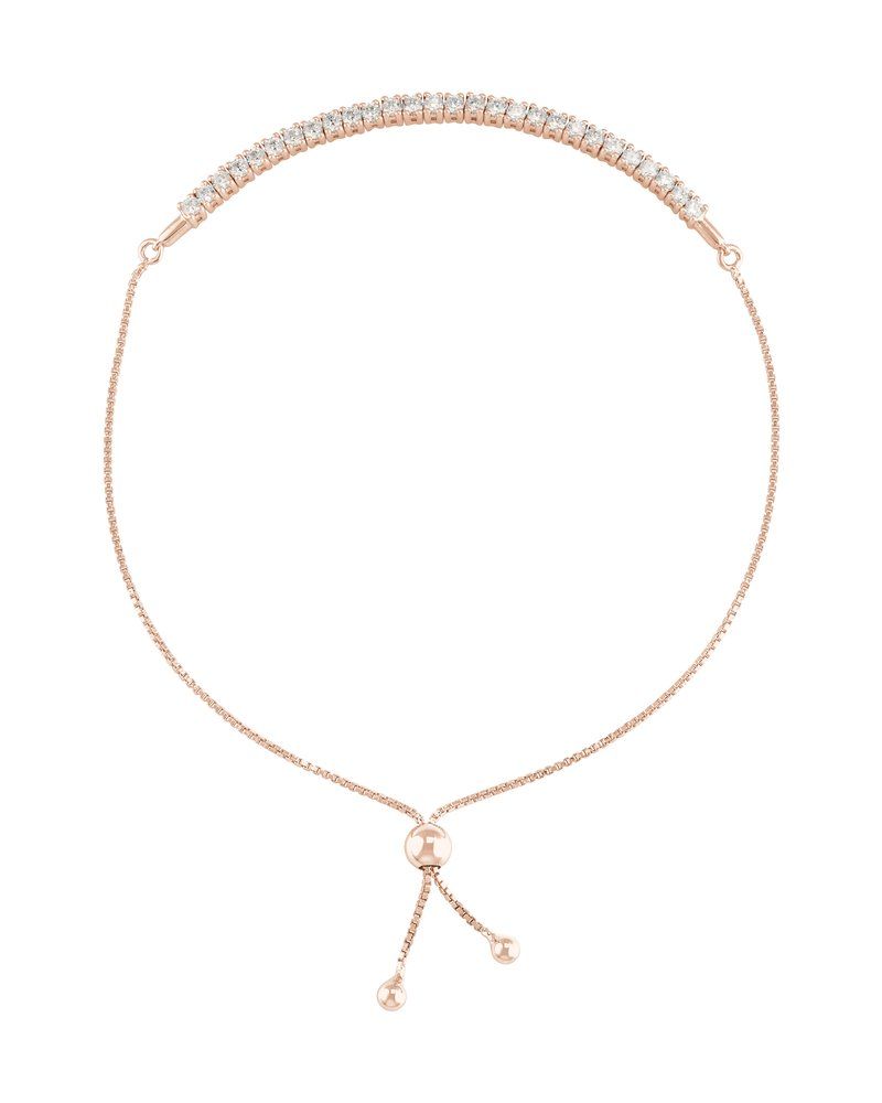 Pulseira Gravatinha Ajustável em Ouro 14k com Diamantes de Laboratório
