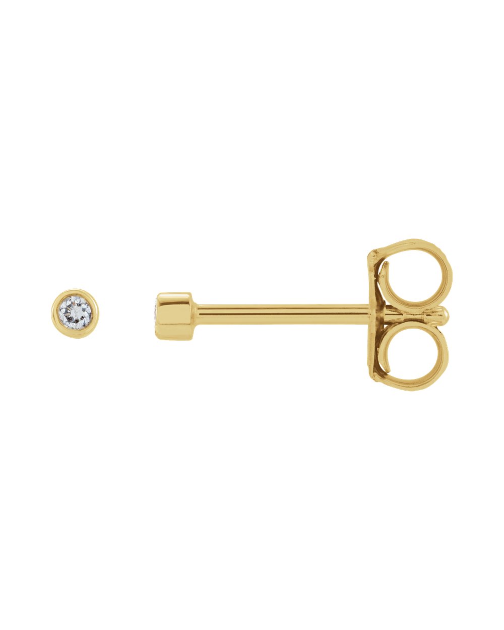 Brinco Ponto de Luz em Ouro 14k com Diamantes Naturais – Mini Aro Liso – Amarelo 14k, 0,03 ct