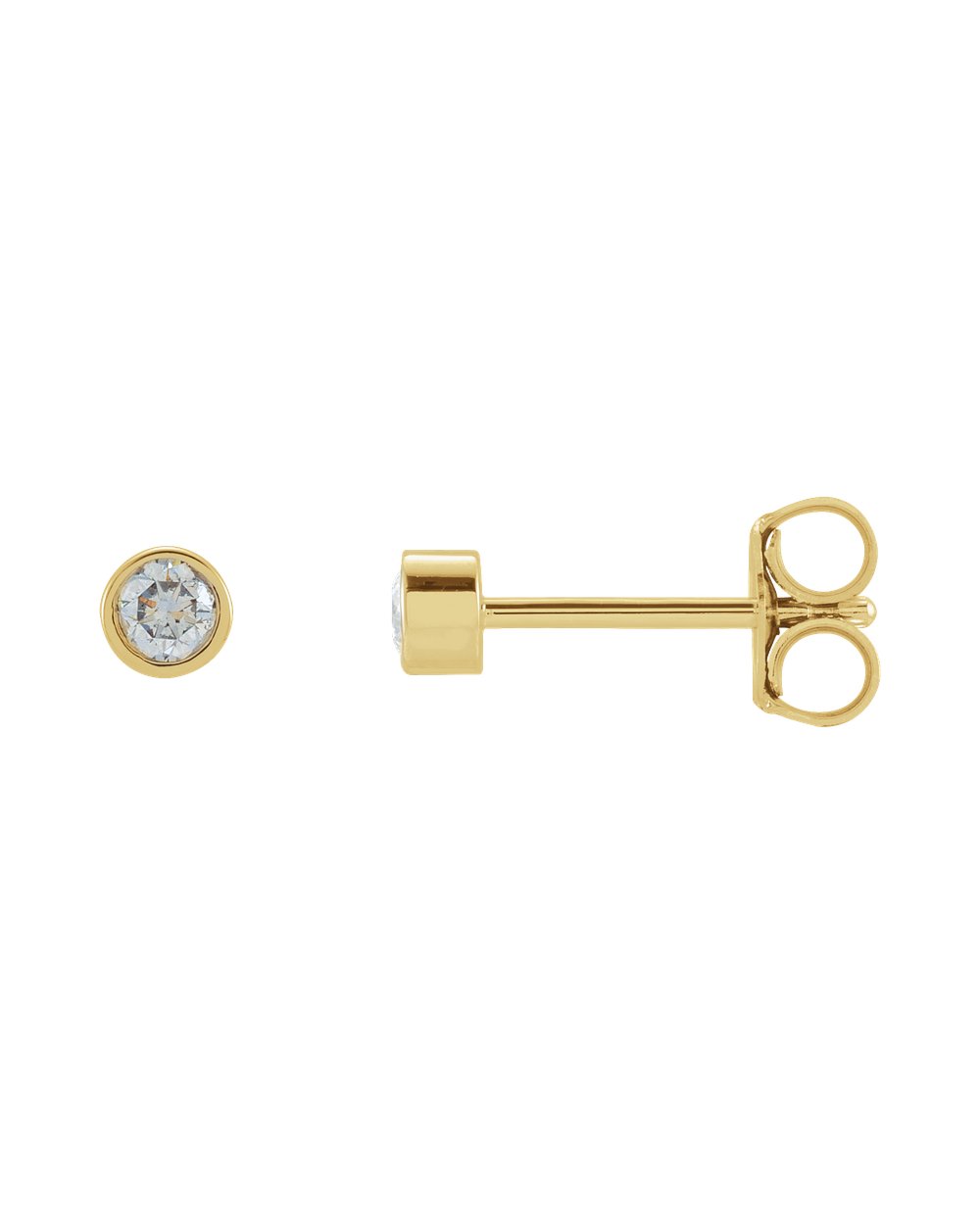 Brinco Ponto de Luz em Ouro 14k com Diamantes de Laboratório – Mini Aro Liso